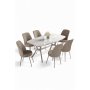 HANAH HOME Set trpezarijskog stola i stolica (7 delova) Lena White Marble Chrome Cappuccino - slika 2