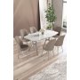 HANAH HOME Set trpezarijskog stola i stolica (7 delova) Lena White Marble Chrome Cappuccino - slika 1