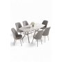 HANAH HOME Set trpezarijskog stola i stolica (7 delova) Lena White Marble Chrome Grey - slika 2