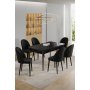 HANAH HOME Rasklopivi trpezarijski sto i stolice (7 delova) Enya Black Marble Black - slika 1