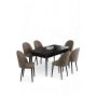 HANAH HOME Rasklopivi trpezarijski sto i stolice (7 delova) Enya Black Marble Cappuccino - slika 2