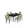 HANAH HOME Rasklopivi trpezarijski sto i stolice (7 delova) Enya Black Marble Cream - slika 2