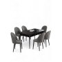 HANAH HOME Rasklopivi trpezarijski sto i stolice (7 delova) Enya Black Marble Grey - slika 2