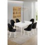 HANAH HOME Rasklopivi trpezarijski sto i stolice (7 delova) Enya White Black - slika 1
