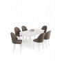 HANAH HOME Rasklopivi trpezarijski sto i stolice (7 delova) Enya White Cappuccino - slika 1