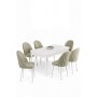 HANAH HOME Rasklopivi trpezarijski sto i stolice (7 delova) Enya White Cream - slika 2