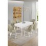 HANAH HOME Rasklopivi trpezarijski sto i stolice (7 delova) Enya White Cream - slika 1