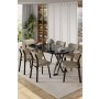 HANAH HOME Set trpezarijskog stola i stolica (7 delova) Axton Black Marble Cappuccino - slika 1
