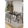 HANAH HOME Set trpezarijskog stola i stolica (7 delova) Axton Black Marble Grey - slika 2