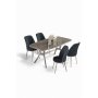 HANAH HOME Set trpezarijskog stola i stolica (5 delova) Lena Anthracite Chrome - slika 2
