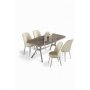 HANAH HOME Set trpezarijskog stola i stolica (5 delova) Lena Anthracite Chrome Cream - slika 1