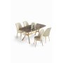 HANAH HOME Set trpezarijskog stola i stolica (5 delova) Lena Anthracite Gold Cream - slika 2