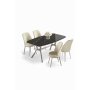 HANAH HOME Set trpezarijskog stola i stolica (5 delova) Lena Black Marble Chrome Cream - slika 2