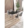 HANAH HOME Set trpezarijskog stola i stolica (5 delova) Lena Black Marble Chrome Grey - slika 1
