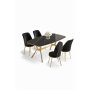 HANAH HOME Set trpezarijskog stola i stolica (5 delova) Lena Black Marble Gold Black - slika 2