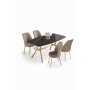 HANAH HOME Set trpezarijskog stola i stolica (5 delova) Lena Black Marble Gold Cappuccino - slika 2