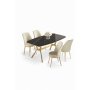 HANAH HOME Set trpezarijskog stola i stolica (5 delova) Lena Black Marble Gold Cream - slika 2