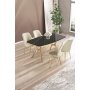 HANAH HOME Set trpezarijskog stola i stolica (5 delova) Lena Black Marble Gold Cream - slika 1