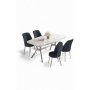 HANAH HOME Set trpezarijskog stola i stolica (5 delova) Lena White Marble Chrome Anthracite - slika 2