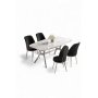 HANAH HOME Set trpezarijskog stola i stolica (5 delova) Lena White Marble Chrome Black - slika 2