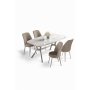 HANAH HOME Set trpezarijskog stola i stolica (5 delova) Lena White Marble Chrome Cappuccino - slika 2