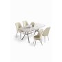 HANAH HOME Set trpezarijskog stola i stolica (5 delova) Lena White Marble Chrome Cream - slika 2