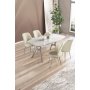 HANAH HOME Set trpezarijskog stola i stolica (5 delova) Lena White Marble Chrome Cream - slika 1