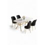 HANAH HOME Set trpezarijskog stola i stolica (5 delova) Lena White Marble Gold Black - slika 2
