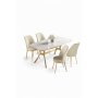 HANAH HOME Set trpezarijskog stola i stolica (5 delova) Lena White Marble Gold Cream - slika 2