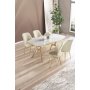 HANAH HOME Set trpezarijskog stola i stolica (5 delova) Lena White Marble Gold Cream - slika 1