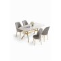 HANAH HOME Set trpezarijskog stola i stolica (5 delova) Lena White Marble Gold Grey - slika 2