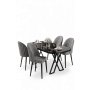 HANAH HOME Set trpezarijskog stola i stolica (5 delova) Kaye Black Marble Grey - slika 2