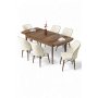 HANAH HOME Rasklopivi trpezarijski sto i stolice (7 delova) Uzi Baroque Cream - slika 2