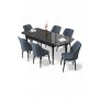 HANAH HOME Rasklopivi trpezarijski sto i stolice (7 delova) Uzi Black Marble Anthracite - slika 2
