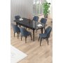 HANAH HOME Rasklopivi trpezarijski sto i stolice (7 delova) Uzi Black Marble Anthracite - slika 1