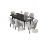 HANAH HOME Rasklopivi trpezarijski sto i stolice (7 delova) Uzi Black Marble Grey - slika 2
