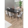 HANAH HOME Rasklopivi trpezarijski sto i stolice (7 delova) Uzi Black Marble Grey - slika 1