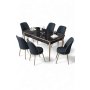 HANAH HOME Rasklopivi trpezarijski sto i stolice (7 delova) Nira Black Marble Chrome Anthracite - slika 1