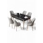 HANAH HOME Rasklopivi trpezarijski sto i stolice (7 delova) Nira Black Marble Chrome Grey - slika 2