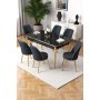 HANAH HOME Rasklopivi trpezarijski sto i stolice (7 delova) Nira Black Marble Gold Anthracite - slika 1