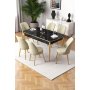 HANAH HOME Rasklopivi trpezarijski sto i stolice (7 delova) Nira Black Marble Gold Cream - slika 1
