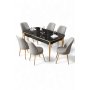 HANAH HOME Rasklopivi trpezarijski sto i stolice (7 delova) Nira Black Marble Gold Grey - slika 2