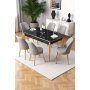 HANAH HOME Rasklopivi trpezarijski sto i stolice (7 delova) Nira Black Marble Gold Grey - slika 1