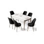 HANAH HOME Rasklopivi trpezarijski sto i stolice (7 delova) Nira White Chrome Black - slika 1