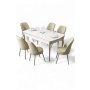 HANAH HOME Rasklopivi trpezarijski sto i stolice (7 delova) Nira White Chrome Cream - slika 2