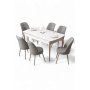HANAH HOME Rasklopivi trpezarijski sto i stolice (7 delova) Nira White Chrome Grey - slika 2