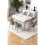 HANAH HOME Rasklopivi trpezarijski sto i stolice (7 delova) Nira White Chrome Grey - slika 1
