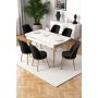 HANAH HOME Rasklopivi trpezarijski sto i stolice (7 delova) Nira White Gold Black - slika 1