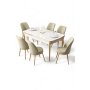 HANAH HOME Rasklopivi trpezarijski sto i stolice (7 delova) Nira White Gold Cream - slika 2