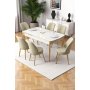 HANAH HOME Rasklopivi trpezarijski sto i stolice (7 delova) Nira White Gold Cream - slika 1